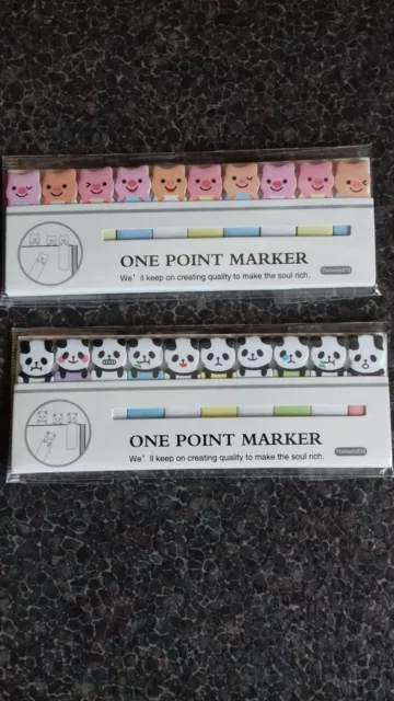 1 Cute Kawaii Sticky Stick Memo Notes Page Markers Flags Pigs Piglets Or Pandas