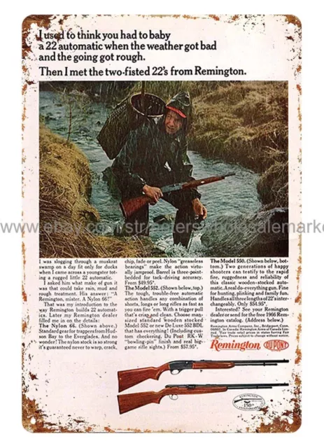 1966 Remington Rifle hunting ammo metal tin sign plaque outdoor wall art