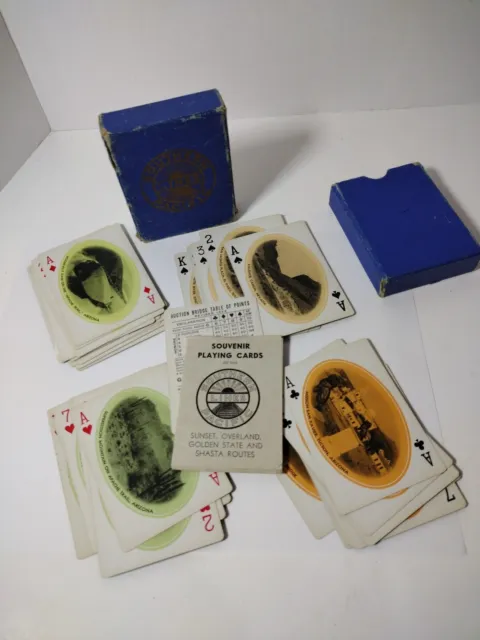 Antique Southern Pacific Railroad Lines Playing Cards In Box