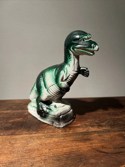 Vintage T-Rex Dinosaur Blow Mold Bank Green Tyrannosaurus Rex