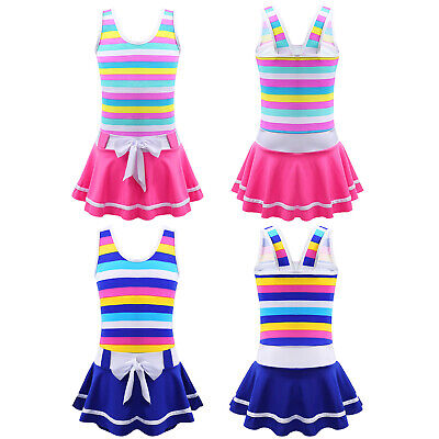 Kids Girls Bowknot Swimsuit Swimwear One-piece Swim Dress  Bathing Suit Costume