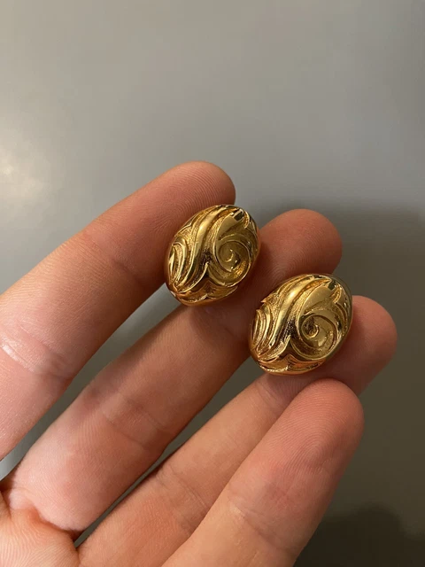 Boucles D'oreilles Fantaisie Vintage – Doré, Style Rétro (occasion, Bon état)