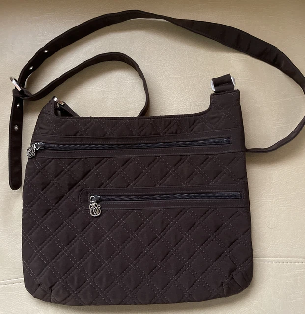 Vera Bradley Espresso Brown Quilted Microfiber Hipster Crossbody Hand Bag Purse