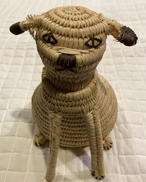 Very Rare Hand Woven Figural Dog Basket by the Tohono O’odham People of Arizona