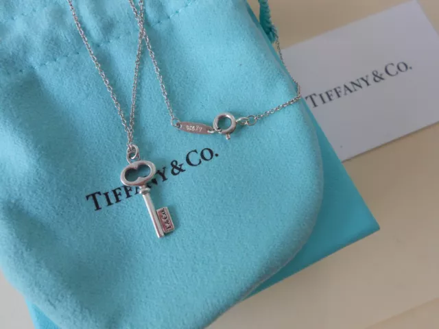 Tiffany & Co. Sterling Silver Mini Key Pendant Necklace 16" EUC