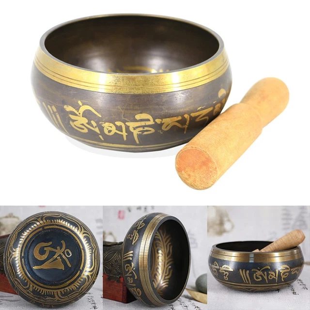 Bandeja de Sonido Buda 1 PIEZA Dorada Con Varilla de Madera Psicoterapia Masajeador