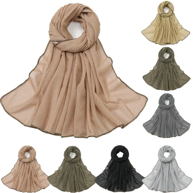 180*70cm Women Glitter Muslim Long Scarf Hijab Islamic Headscarf Wrap Shawl Arab