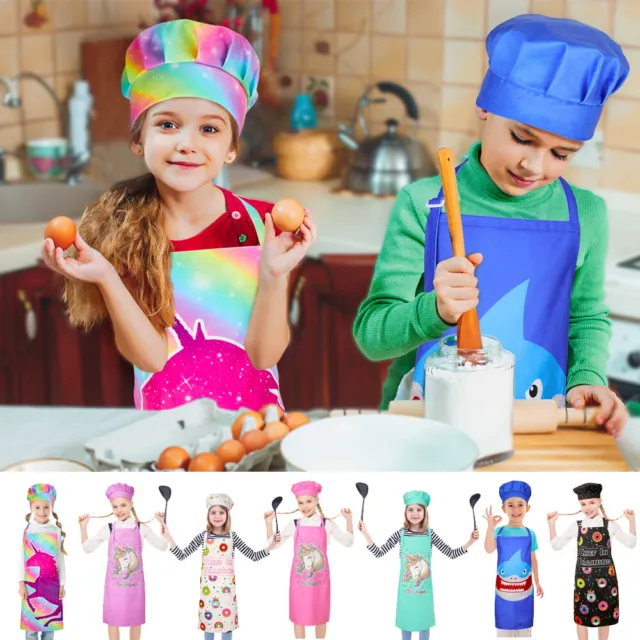Niños Niñas Cocina Cocina Niños Delantal Artesanía Arte Pintura Pechera Niños Chef Sombrero