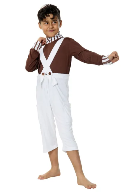 Kids Boys Factory Worker Costume Girls Oompa Loompa School Book Week Fancy Dress