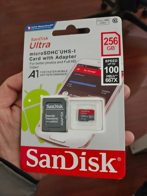 Nuevo SanDisk 256 GB Micro SD SDXC MicroSD UHS-1 A1 Clase 10 256 GB Ultra 100 MB/sp