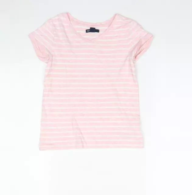 T-shirt base a righe rosa Gap 100% cotone taglia 8-9 anni collo rotondo