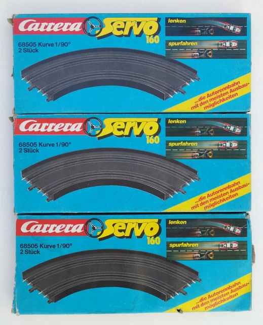 LOT 3 BOITES CARRERA SERVO 160 Circuit Auto 6 RAILS COURBES 90° Ref 68505