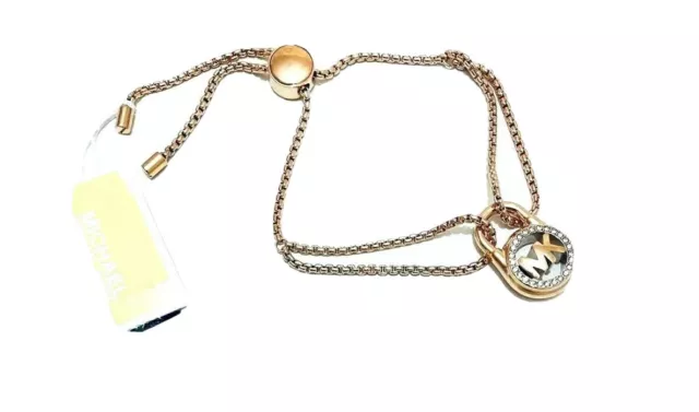Michael Kors Crystal Accented Padlock Bracelet Rose Gold | Mysite