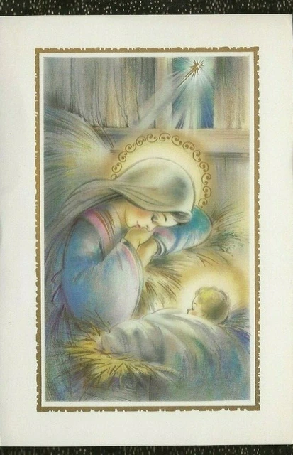 Vintage UNUSED FATHER SKELLY'S Christmas Card & Env MARY & BABY JESUS SLEEPING