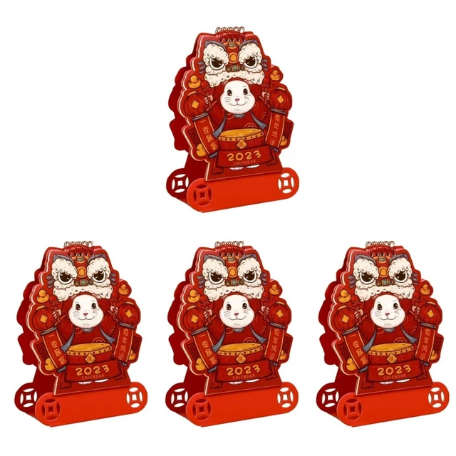 4 Count Calendario Da Tavolo Calendario A Fogli Mobili Piedi Coniglio Ufficio