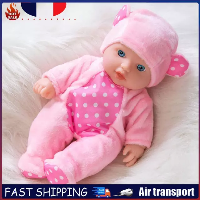 Silicone Babe Doll Vinyl Flexible Lifelike Reborn Doll Toy (Pink Dot) FR