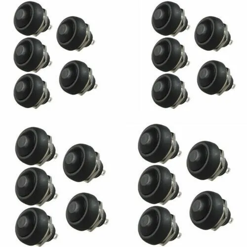 20X Black 12mm Mini Round Switch Waterproof Momentary Push Button For Car Boat