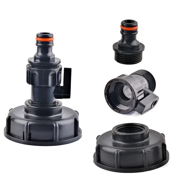 IBC Tank Adapter with Threaded Fitting Sealing Tape and Valve Included