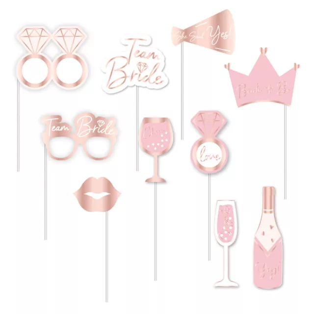 Hen Party Team Bride To Be Photo Booth Props Bridal Shower Pink Decorations x 10