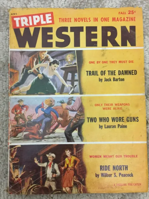 Vintage Triple Western Magazine Three Novels in One Magazine Fall 1954