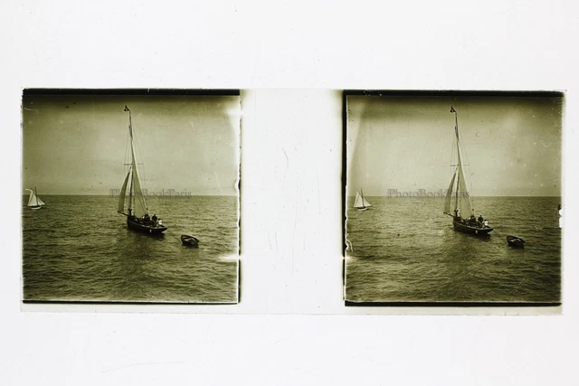 Bateaux Voilier Mer Photo Plaque P45L5n26 Verre stéreo positive