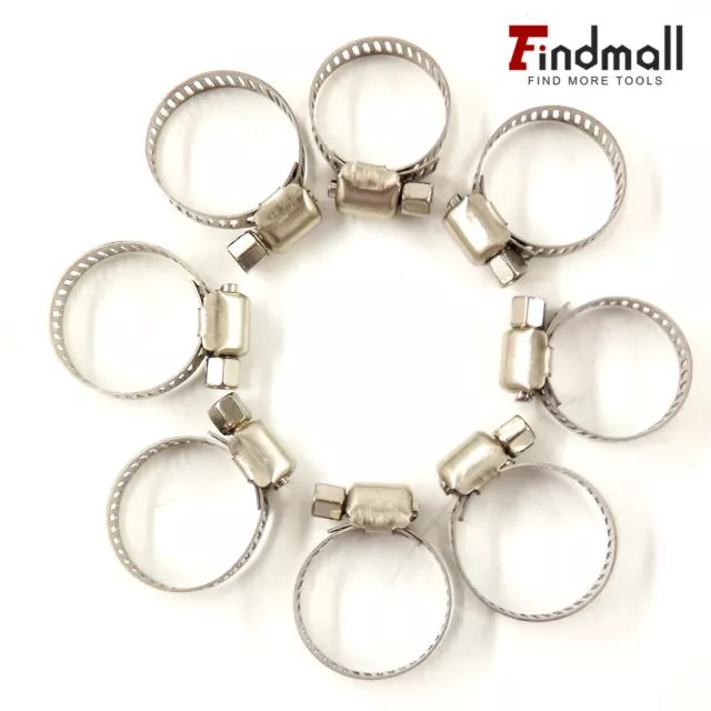 Findmall 50Pack 3/8"-1/2" Stainless Steel Drive Adjustable Fuel Line Hose Clamps