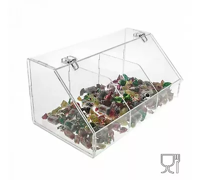 E-056 CG Bo”te ˆ bonbons en acrylique transparent et coloriŽ ˆ 3 compartiments