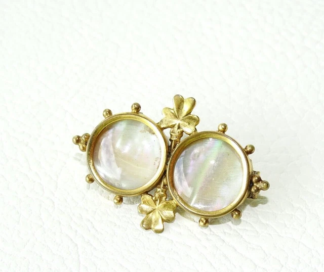 Ancienne  Broche  Porte Photo Double Art Nouveau   Plaque Or