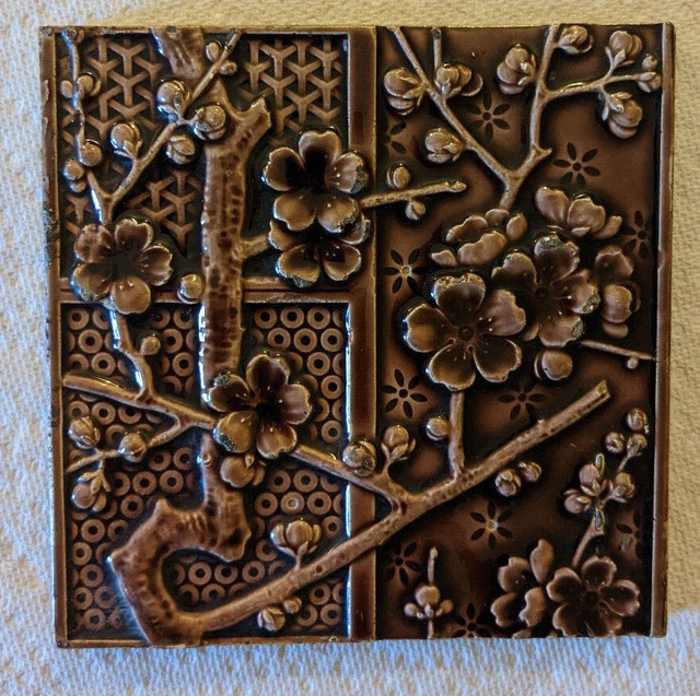 Minton China Works Stoke on Trent Tile: Flower