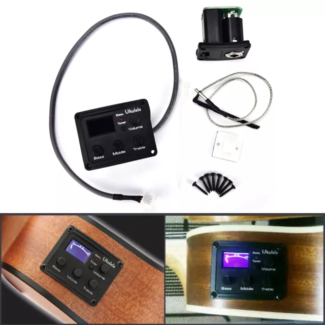 Ukulele Ukelele Piezo Pickup Preamp 3Band EQ Equalizer Tuner System LCDDispU Ds