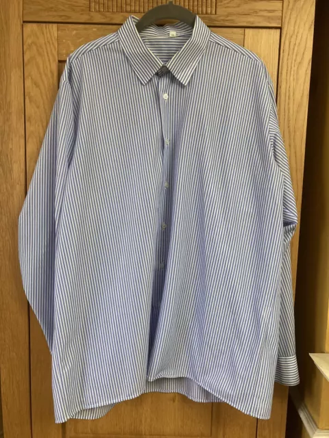 Mens Vintage Bri Nylon long sleeved shirt 16.5 Blue Stripe pattern