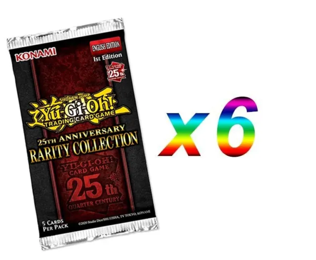 6 x YuGiOh 25th Anniversary Rarity Collection Booster 5 Cards Per Pack Sealed