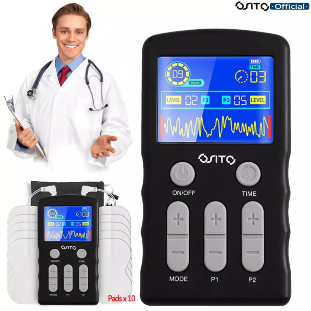 Electrical Massager Tens Machine Unit Back Pain Therapy Muscle Stimulator OTC