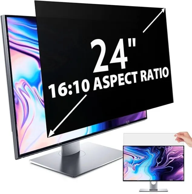 24" Computer Privacy Screen - 16:10 Aspect - Anti Glare - Removable