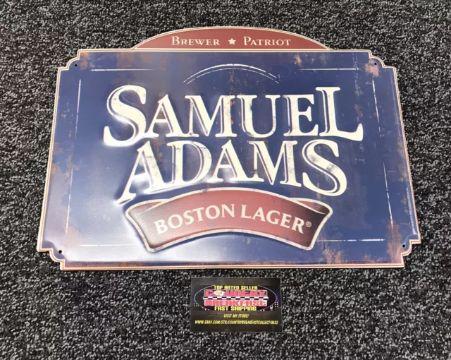Samuel Sam Adams Boston Lager Brewer Patriot Metal Beer Sign 15x11” - New!