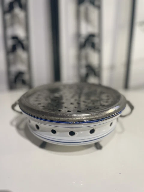 Ancien Chauffe-plat Bougie, Hauteur 12 Cm, Métal/verre, Style Vintage