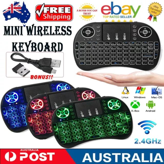 Mini Wireless Keyboard Remote Touchpad Keypad For Smart Android TV PC Backlit AU