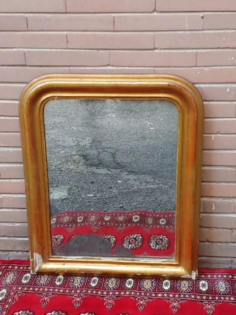 Antico Specchio Luigi Filippo Legno Dorato Epoca Xix Sec. Specchiera