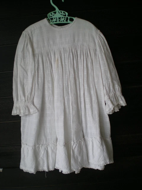 Grand Tablier De Métier Ancien - Début XXème - Coton Blanc - Taille L - France