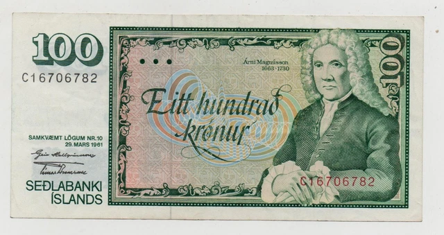 Iceland 100 Kronur 1961 ( 1981 ) Pick 50 Look Scans