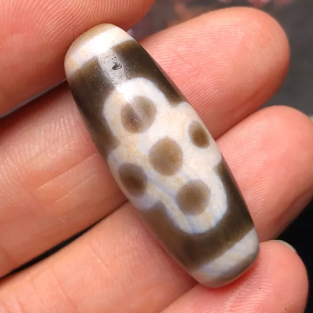 Ancient Tibetan DZI Beads Old Agate Lightning 5 Eye Totem Amulet Pendant GZI