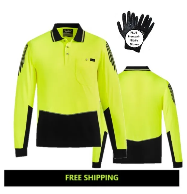 Polo L/S Mens HiVis Flux Xtreme breathability in HOT conditions PLUS free gloves