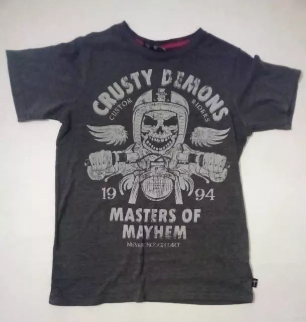 Crusty Demons "Masters of Mayhem" Boys Grey Cotton Blend T-shirt; Size 12