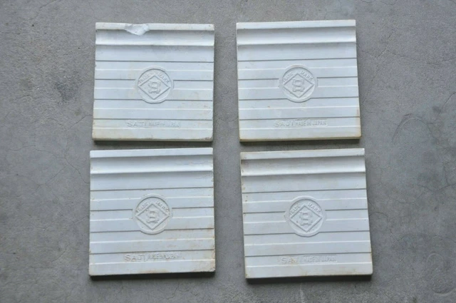 4 Pc Vintage HS Majolica Fine Art Nouveau Architecture Tiles,Japan 9