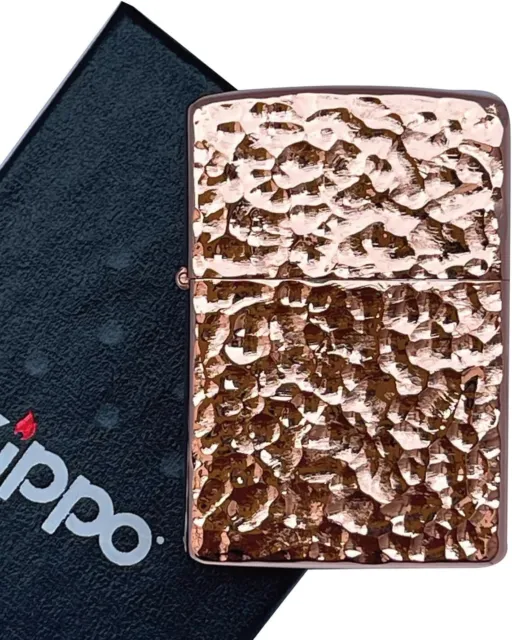 Zippo 2 Sided Processing Hammer Tone Copper Bronze Lighter With Case New