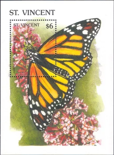 St Vincent 1989 Papillons,Insectes,Nature,Faune m/s MNH