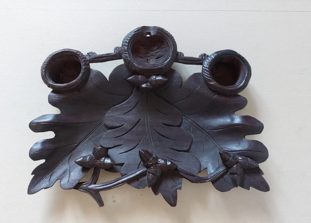Forêt noire  Encrier bois sculpté fin 19ème/début 20ème brocante ancien