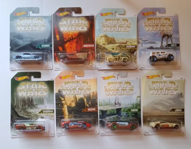 2015 Hot Wheels Star Wars Planet Series Cars Complete Set Lot of 8 NEW SEALED