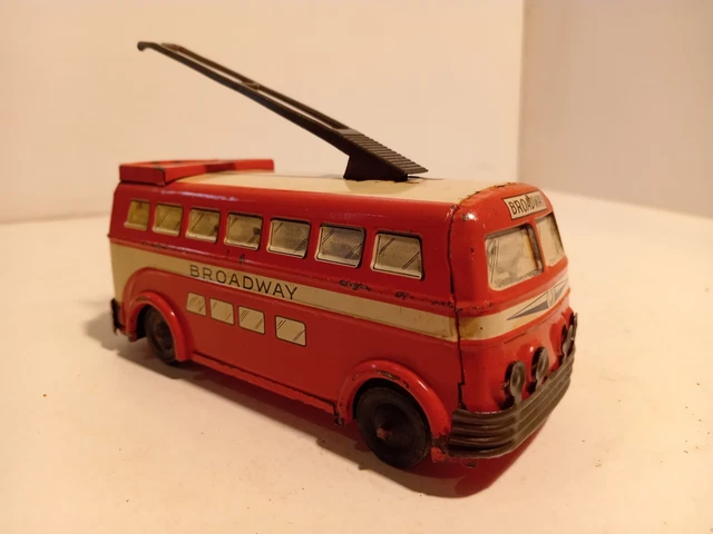 Bus Broadway Joustra 2011 vert en tole avec moteur mécanique à clef