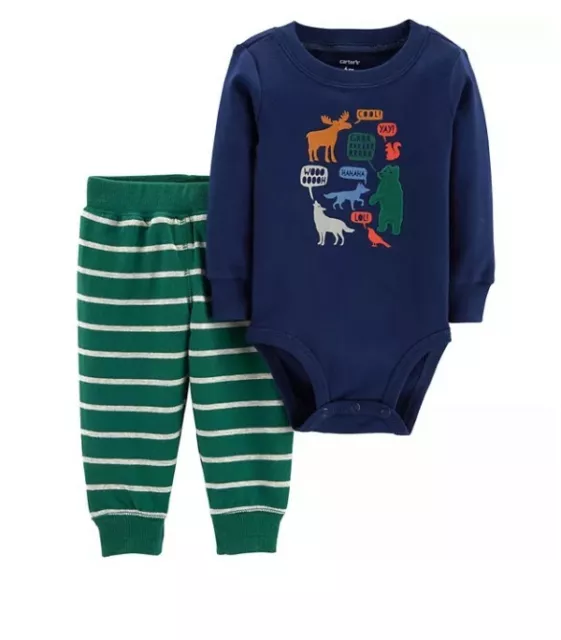 Baby Boy Carter's Woodland Animals Bodysuit & Pants Set 3 Months New